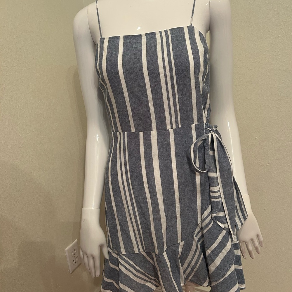 Express Blue and Gray Asymmetrical Ruffled Sundress